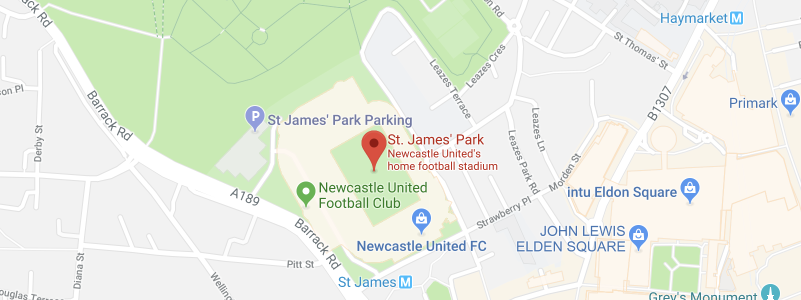 St James' Park on the map