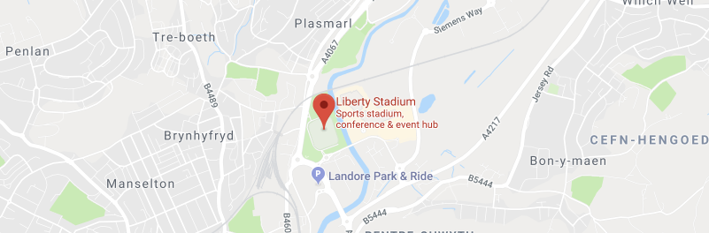 Liberty Stadium on the map