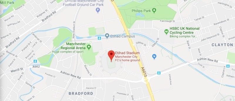 Etihad Stadium on the map