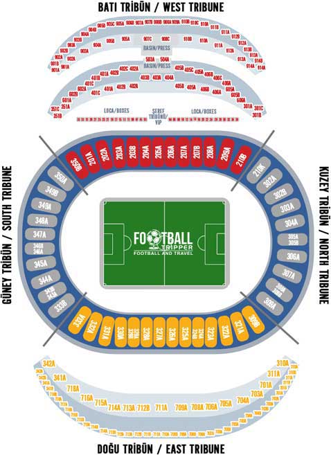 Ataturk Olympic Stadium seating plan