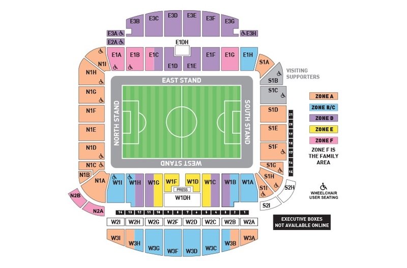 American Express Community Stadium seating plan