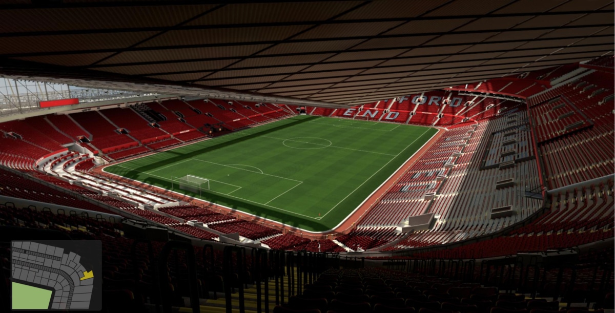 Old Trafford block NE3419 row 38 seat 121 view