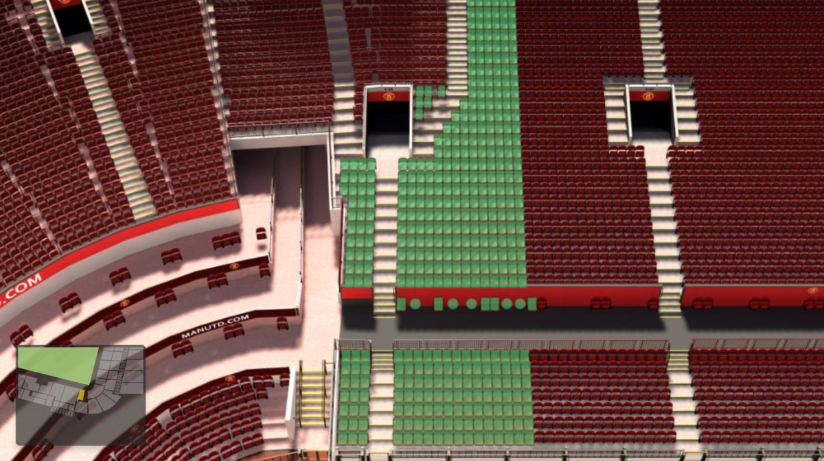 Old Trafford section S128 seating plan